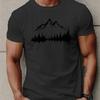Men's Casual Summer Printed T-shirt, Casual Round-neck Short-sleeved T-shirt with Big Mountain Tree Pattern, Overd Breathabl#Color