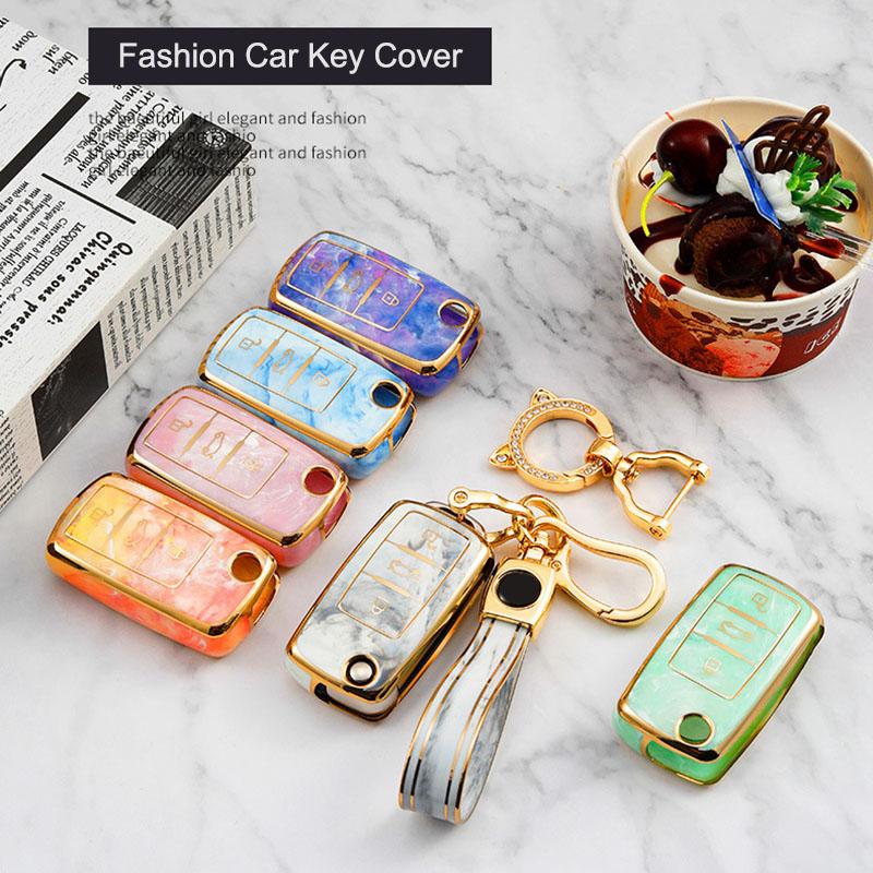 Jade Pattern TPU Car Key Box Cover Protection for Volkswagen Polo Tuhuan Passat B6 B7 Golf 4 5 6 MK6 EOS Jett