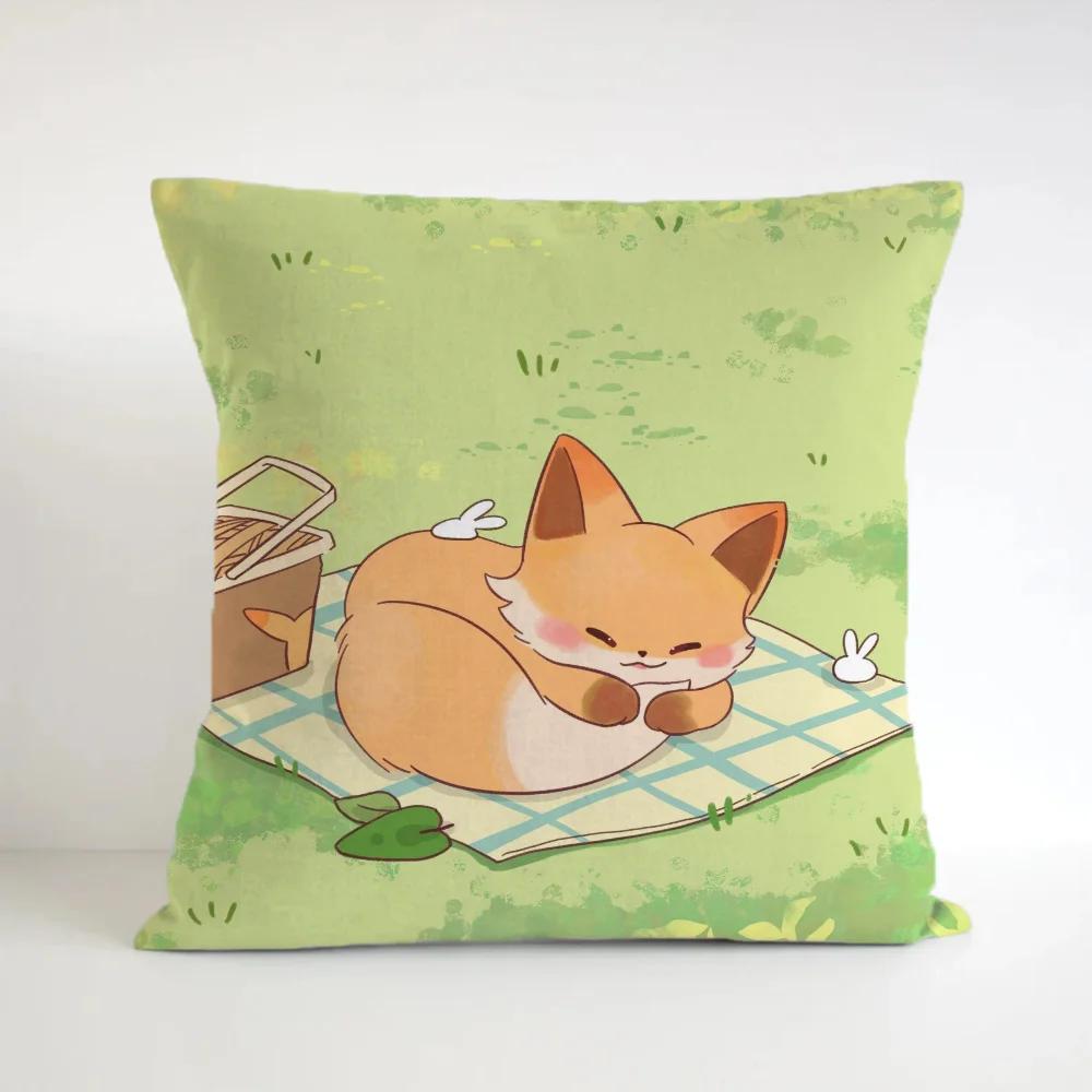 Cartoon Fox Cushion Cover 50x50 Cushions Decorative Pillowcases 40x40 Ornamental Pillows for Living Room Lounge Chairs Pillow