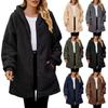 Winter Loose Plush Women's Long Sleeve Hooded Zip Cardigan Rocker Jacket