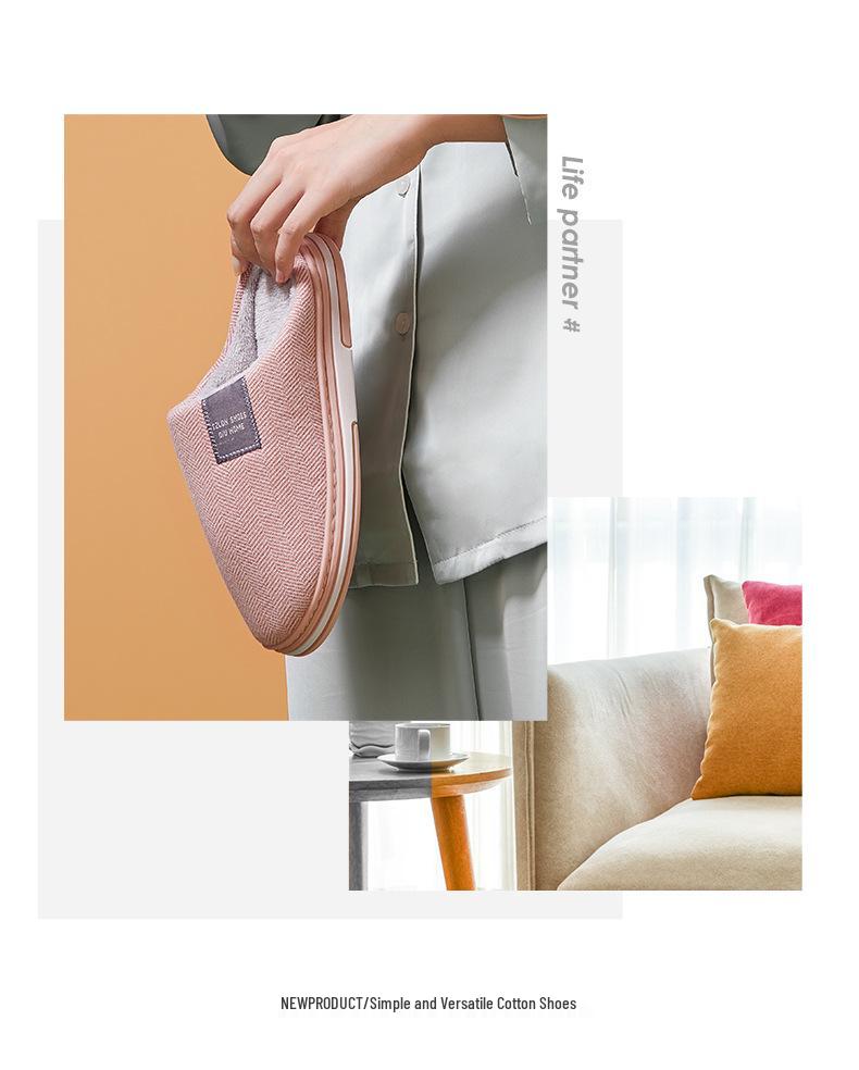 Мужские домашние хлопковые тапочки на толстой подошве с нескользящим покрытием - Осень/Зима 2025 Теплый плюшевый дизайн