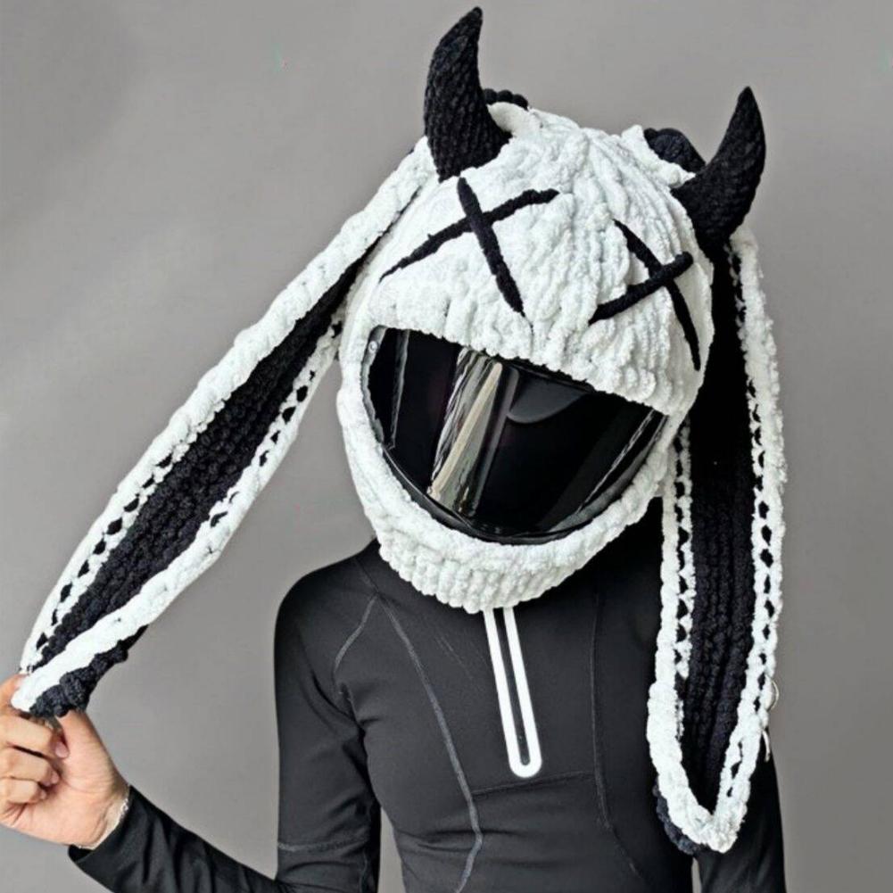 Универсальный плюшевый чехол для мотоциклетного шлема, плюшевые чехлы для шлема в виде полного кролика для рождественских подарков, украшение для мотоциклетного шлема, стайлинг