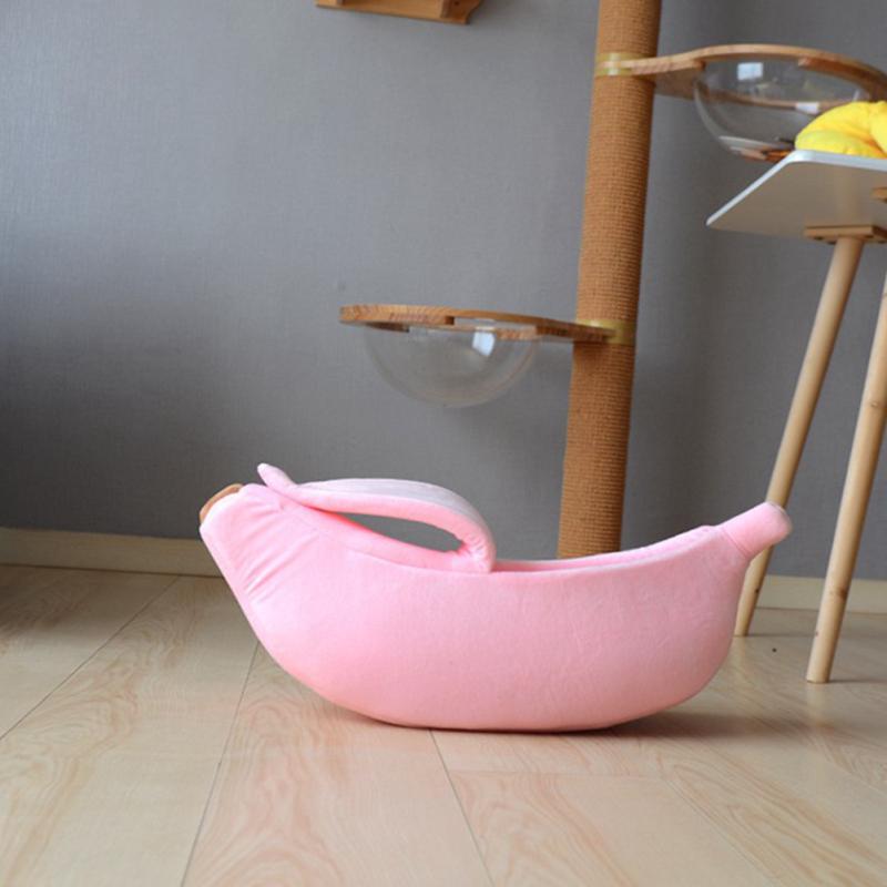 Симпатичный банановой кожуры в форме гнезда для домашних животных, теплый дом для зимнего сна собаки и кошки