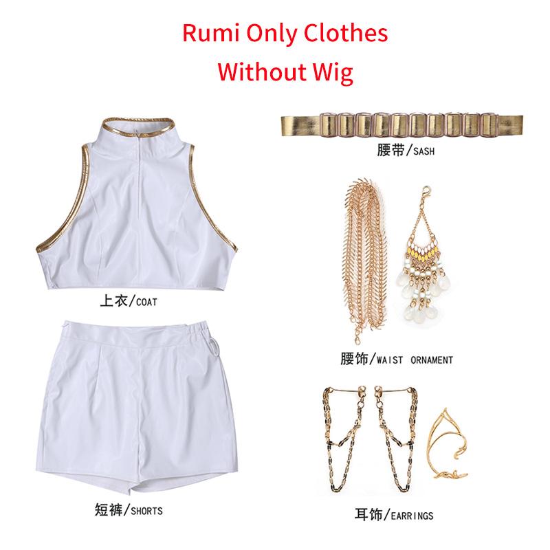 Rumi Zoey Mira Cosplay Costume Wig Kpop Idol Demon Hunters White Suits Stage Performace Role Play Women Halloween Outfits