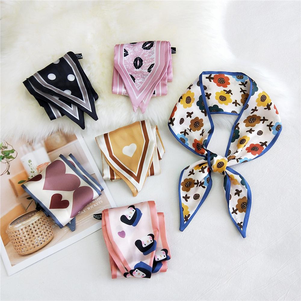 Двусторонний остроконечный шарф для женщин на весну и осень. Тонкая и длинная лента для сумки на запястье. Универсальный декоративный маленький шарф.