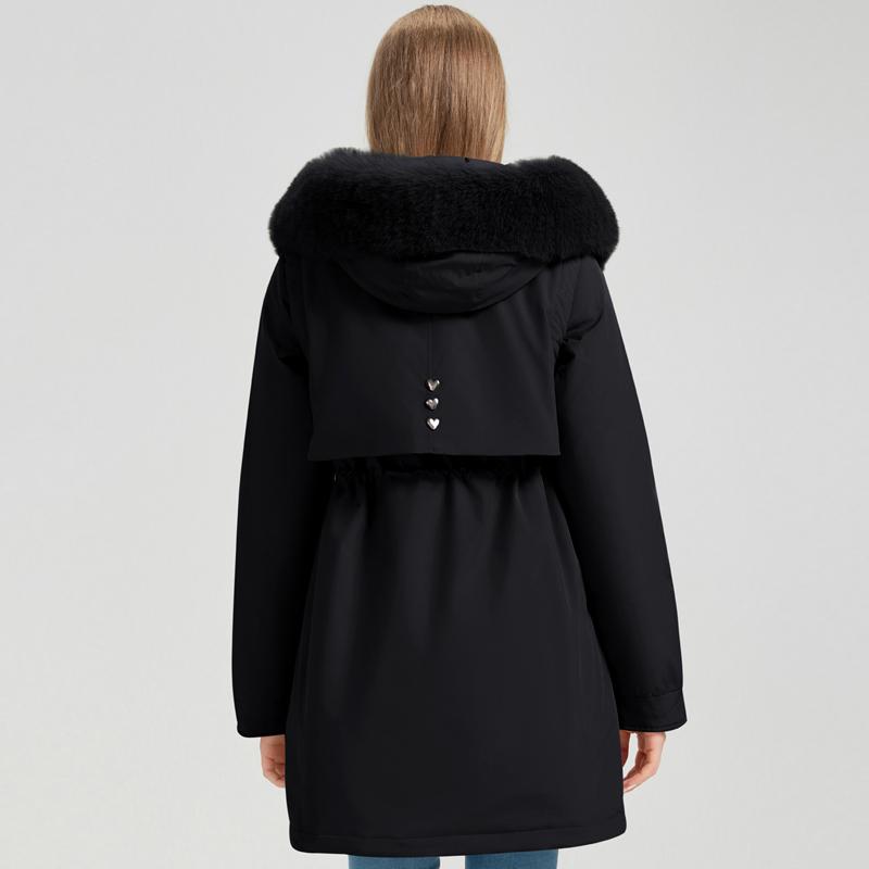 Fashion Winter Coat Female Long Parkas Hooded Detachable Sleeves Faux Fur Collar Thick Warm Women's Jackets