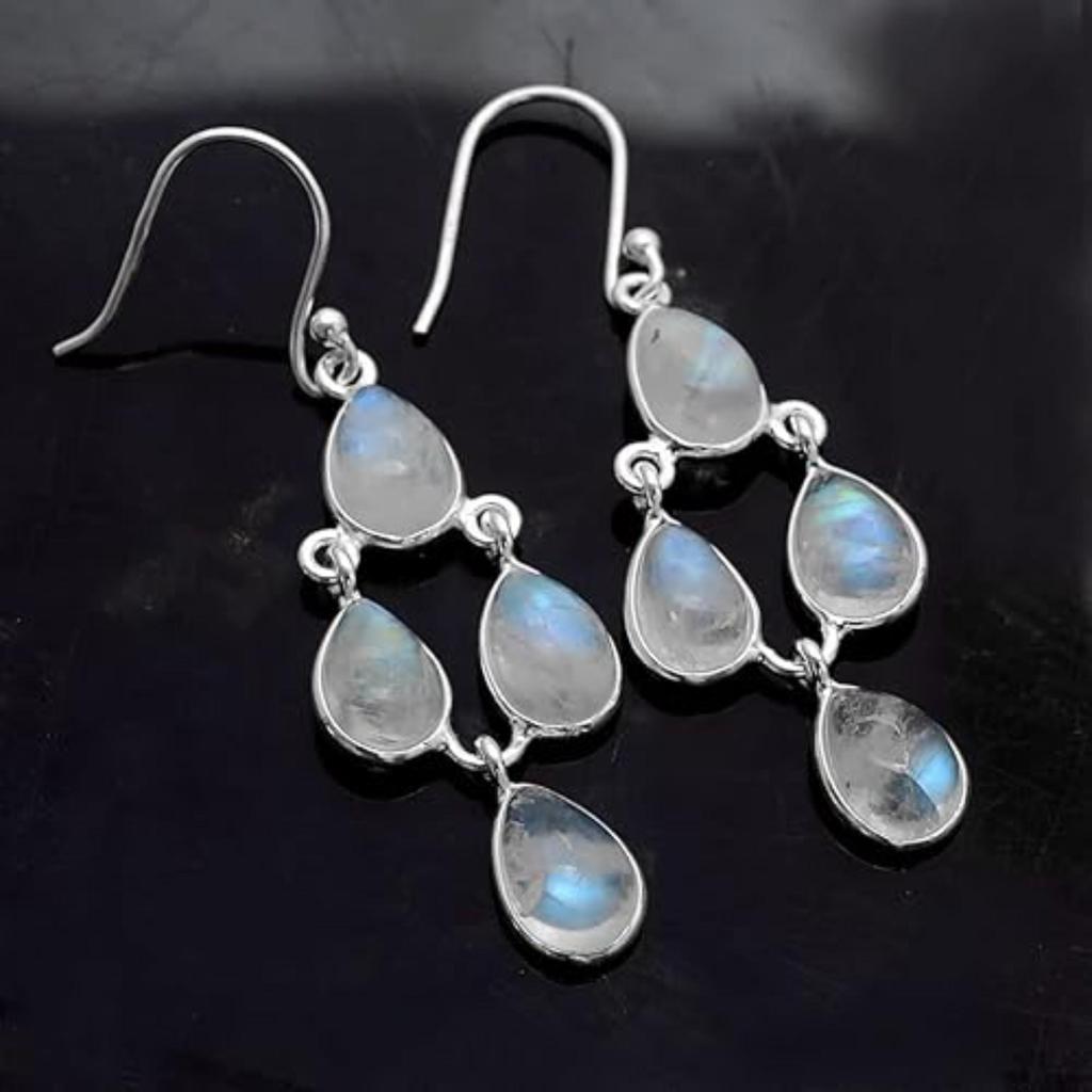 925 Sterling Silver Earring, Handmade Earring, Gift For Her, Silver Jewelry, Earrings For Women, Dangle Earring, Bezel Earring, Moonstone Earring
