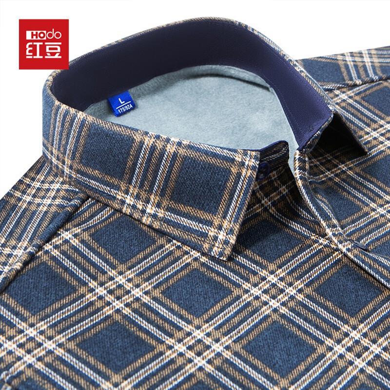 Мужская теплая клетчатая рубашка с длинным рукавом Hodo