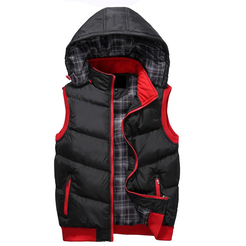 Жилет для мужчин Утолщенный мужской хлопковый жилет с капюшоном Повседневный модный жилет Мужская куртка