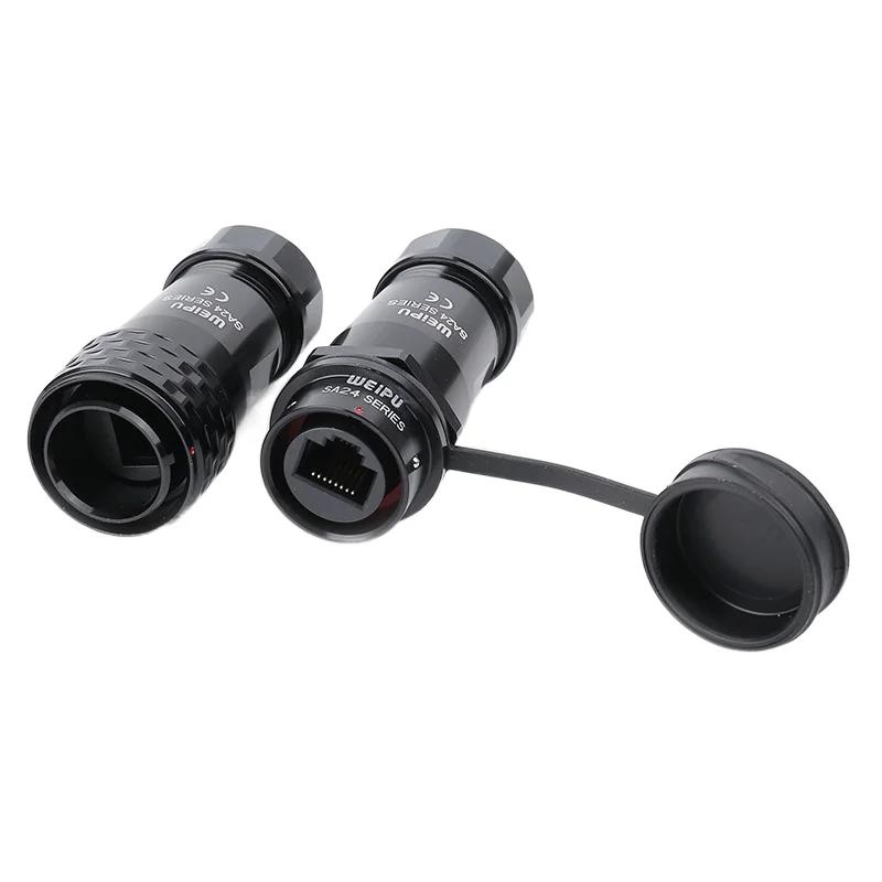 WEIPU SA24 SA2410/PRJ45 Waterproof Industrial M24 8 Pin 8P8C Ethernet Cable Ethernet Network RJ45 Connector Signal Panel Mount