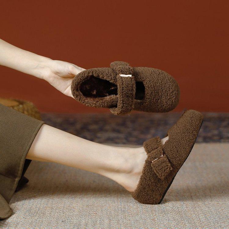 Маленький мужчина, Birkenstocks с увеличением внутренней высоты, туфли Мэри Джейн для улицы, зимние теплые хлопковые туфли, белые пушистые полутапочки