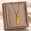 New Stainless Steel Gold-plated Angel Wings Pendant Necklace Style Personalized Fashion Jewelry