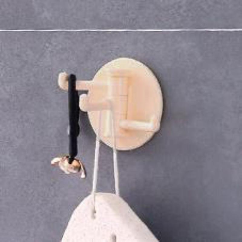 Ванная комната Бесследный вращающийся тройной крючок Прочный крючок для полотенец Кухонная плитка Без проколов 3 Ветвь Клей 3 Крюк для захвата