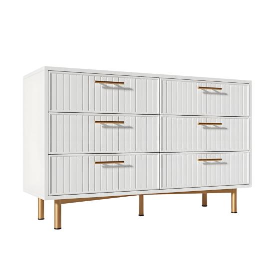 Tall Dresser Storage Cabinet Chest of Drawers with 6 Drawers White Sideboard High Board for Bedroom & All Living Rooms Drawer Cabinet