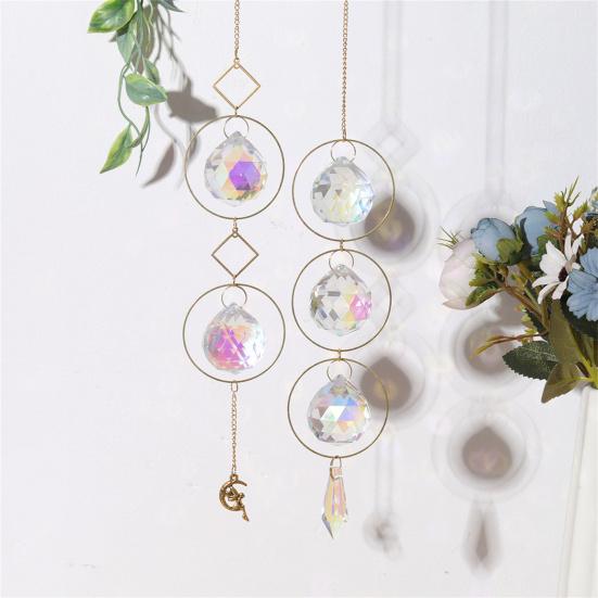 Hanging Ornament Shatterproof Eye-catching Metallic Faux Crystal Moon Star Sun-catcher Ornament Wind Chimes