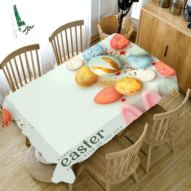 Скатерть с принтом «Яйцо и кролик» Пасхальная скатерть для вечеринки, Дня Благодарения, Рождественский праздничный стол, праздничные украшения, аксессуары