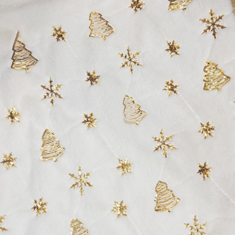 0,5 м/1 м Ткань с пайетками, вышивкой, снежинками и елками, искусственный кроличий мех для шитья подушек, рождественских изделий, плюшевая ткань для рукоделия