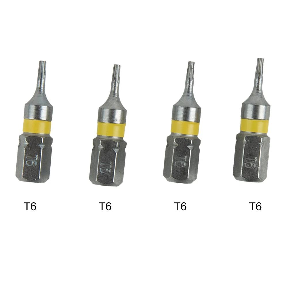 4Pcs 25mm T6-T40 Magnetic Torx Screwdriver Bits Set Electric Screwdriver Head T6/T8/T9/T10/T15/T20/T25/T27/T30/T35/T40 Hand Tool
