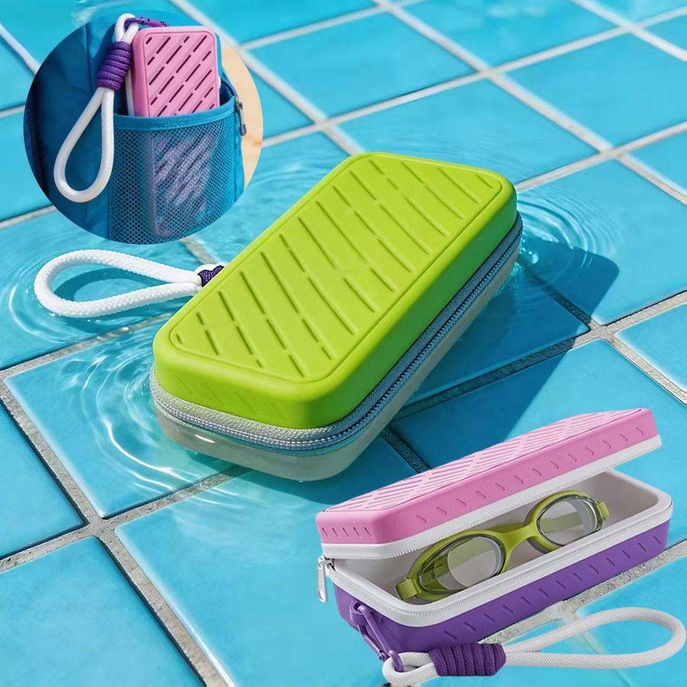 Breathable Silicone Swim Goggle Case Large Capacity Swimming Goggle Protective Pouch For Backpack