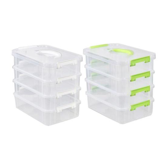 Прозрачный 4-слойный контейнер для хранения с ручкой, большой емкости, многоцелевой, для принадлежностей для рукоделия, для шитья, для хранения, органайзер для хранения