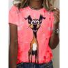 Женская летняя повседневная футболка с коротким рукавом и круглым вырезом с принтом собаки