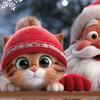 Santa Claus Cat Window Cling Removable Waterproof PVC Winter Merry Christmas Static Glass Sticker Holiday Party Decoration Decal