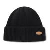 COVERNAT Шапка-бини из акрила с нашивкой из натуральной кожи, черная