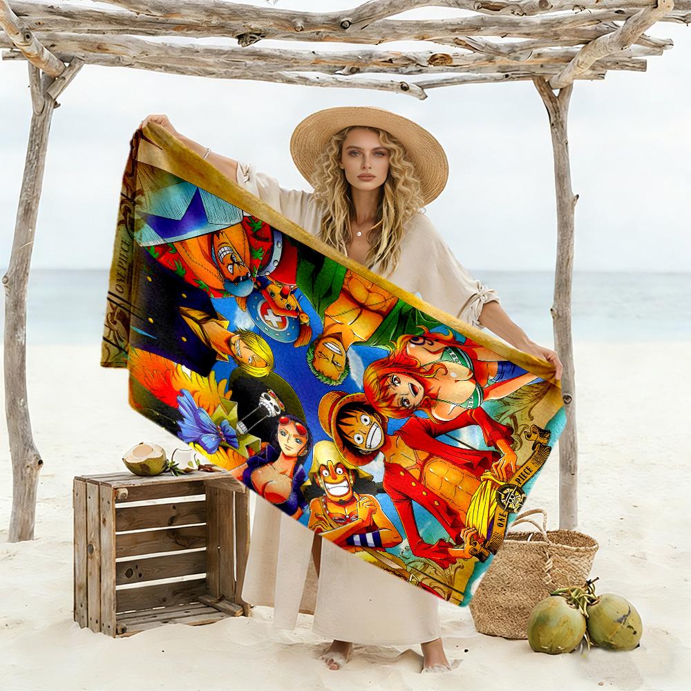 One Piece Adventure Beach Towel Quick-Dry Soft Microfiber Comfortable Lightweight Perfect for Traveling Yoga Camping and Swimming