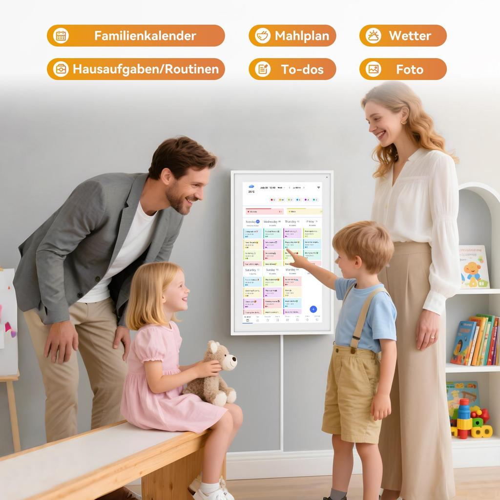 TABWEE Цифровой календарь P15 15,6 дюймовый настенный сенсорный экран Синхронизация приложения Календарь Список Блокнот Семейный календарь Электронный настенный календарь