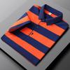 Summer Polo T-shirt Short Sleeve Lapel Casual Stripe Half Sleeve T-shirt Men's Top