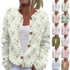 Women's Casual Long Sleeve Woolen Christmas Knitted Cardigan Button Down Jacket