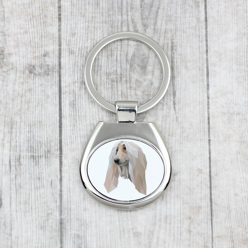 Afghan Hound, Tazi - Geometric Keychain with a Photo and the Inscription Art-Dog