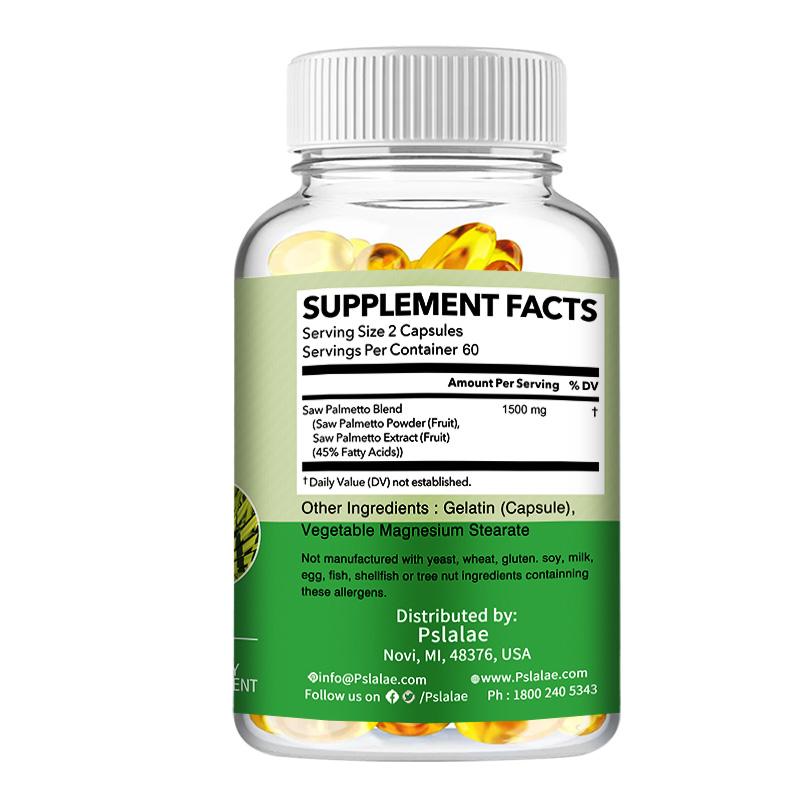 Pslalae - 1500 mg Saw Palmetto Capsules - Urinary and Hair Health
