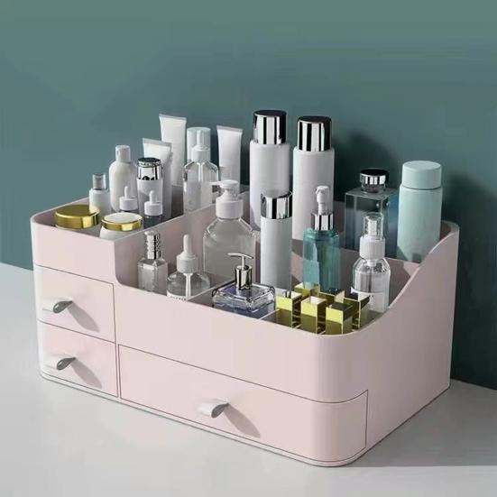 Countertop Storage Box Makeup Organizer with Drawers Large Capacity Smooth Edge Burr-Free Storage Container Cabinet Shelf Organizer