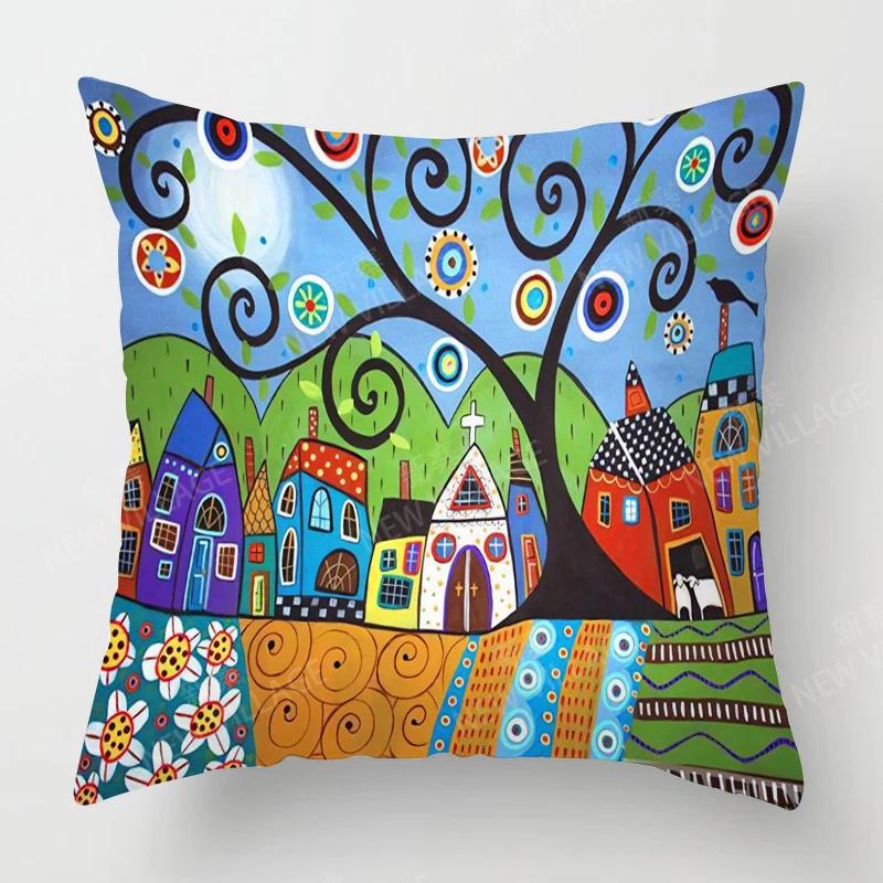 Чехлы для подушек для украшения гостиной дома Чехол для подушки в стиле винтажной масляной живописи 45*45 наволочка 40x40см 50x50 45x45