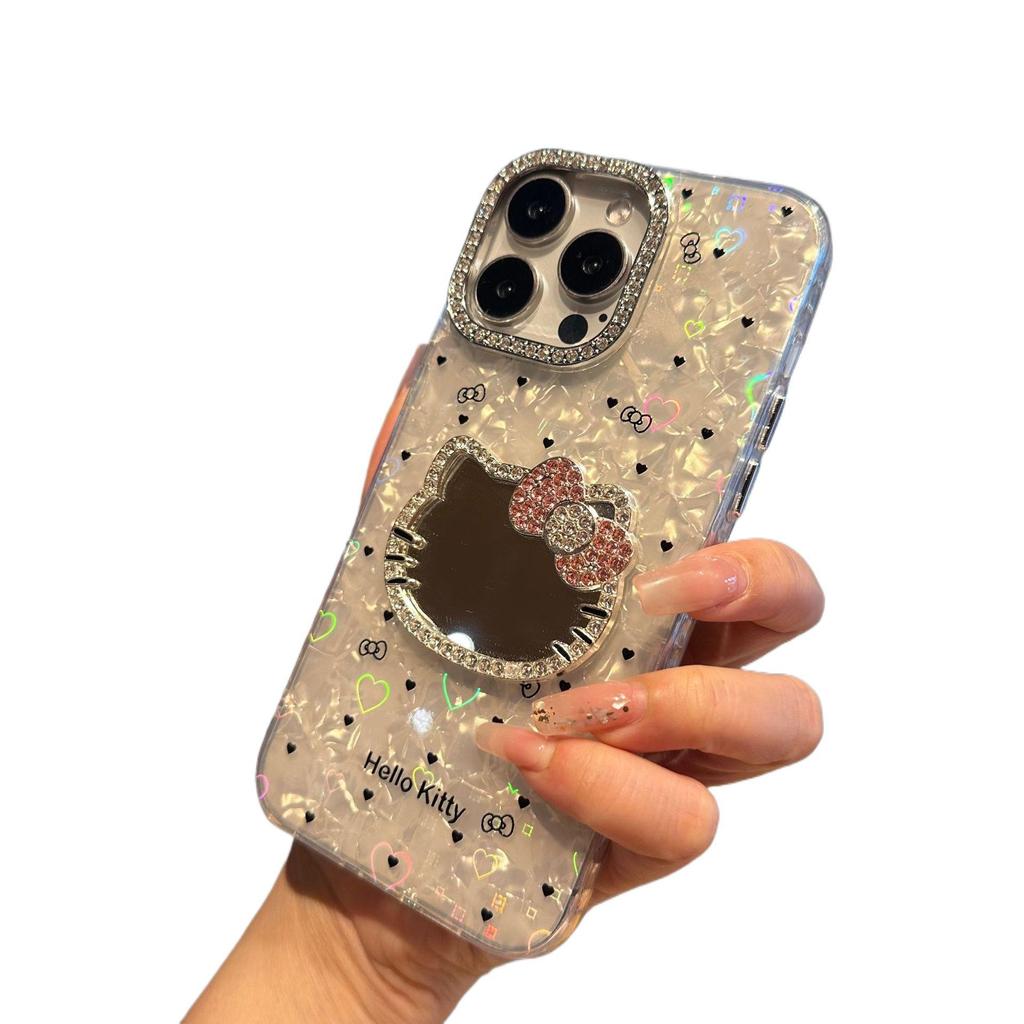 Роскошный чехол для iPhone 17 Pro Max с узором из ракушек и кошкой, с рамкой из страз