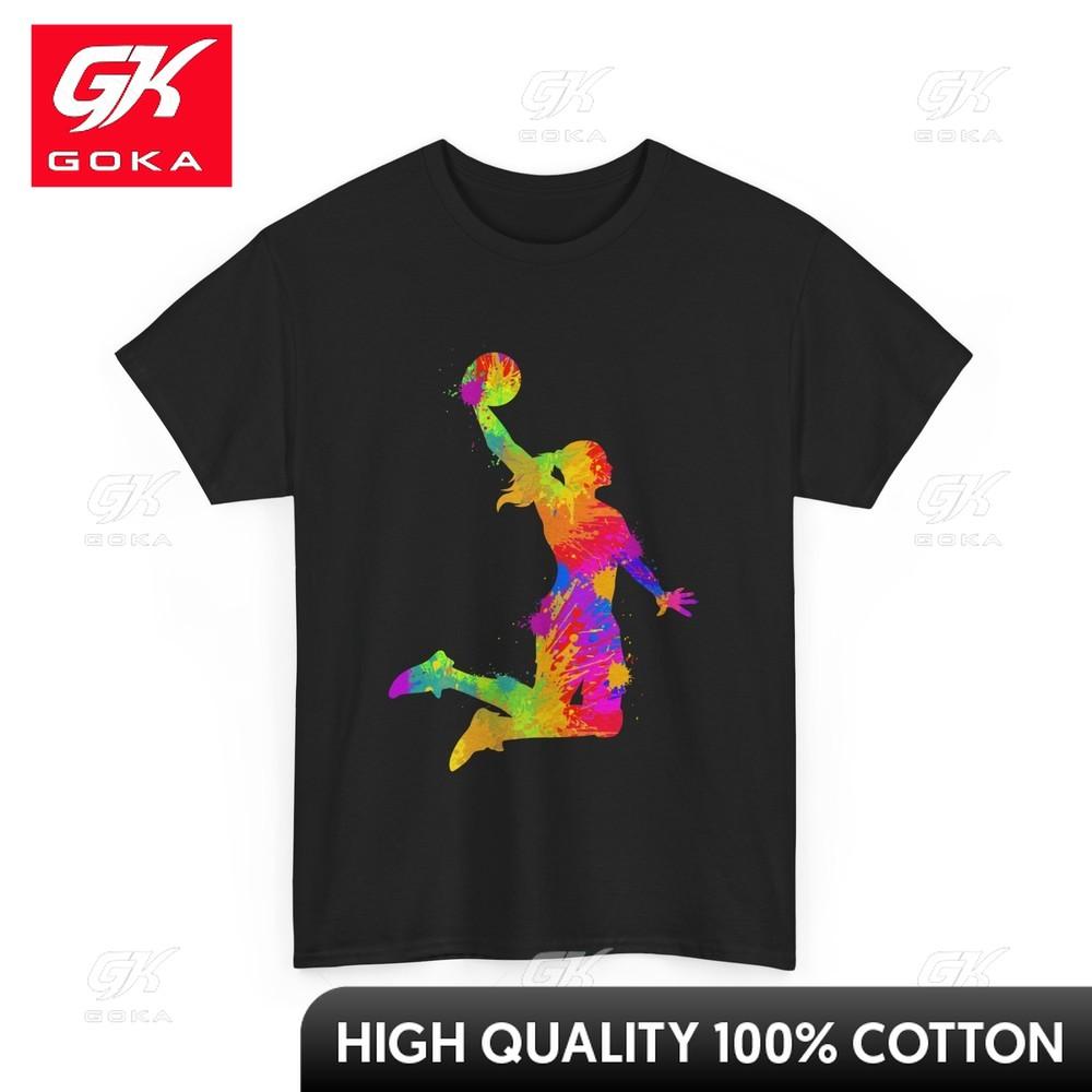 Basketball Player Tshirt Relaxed Fit Top Soft Cotton Round Neck Charming Minimalist Style Printed