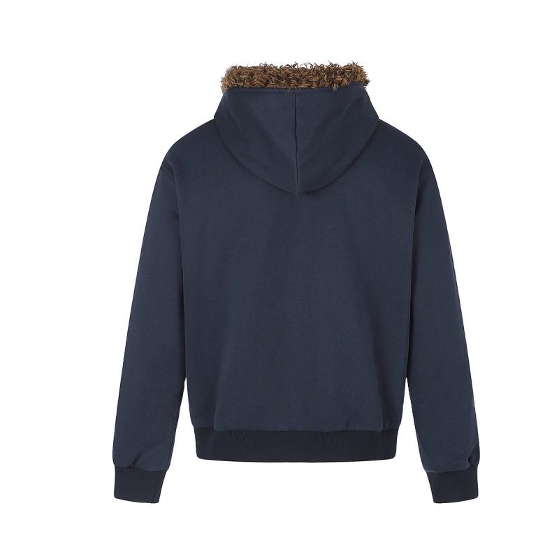 Mens Oversized Hooded Zip-Up Sweatshirt With Cotton Blend Retro American Style Floral Flag Print Casual Wear