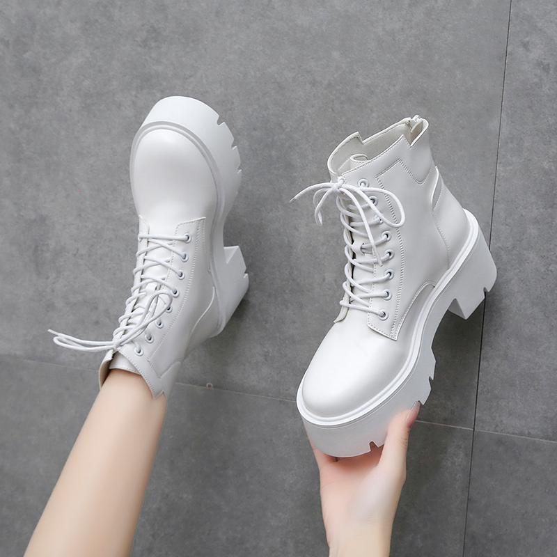 High Quality Shoes for Women Platform Boots Street Round Toe Ladies Shoes Zip Chunky High Heels Boots Women Zapatos De Mujer