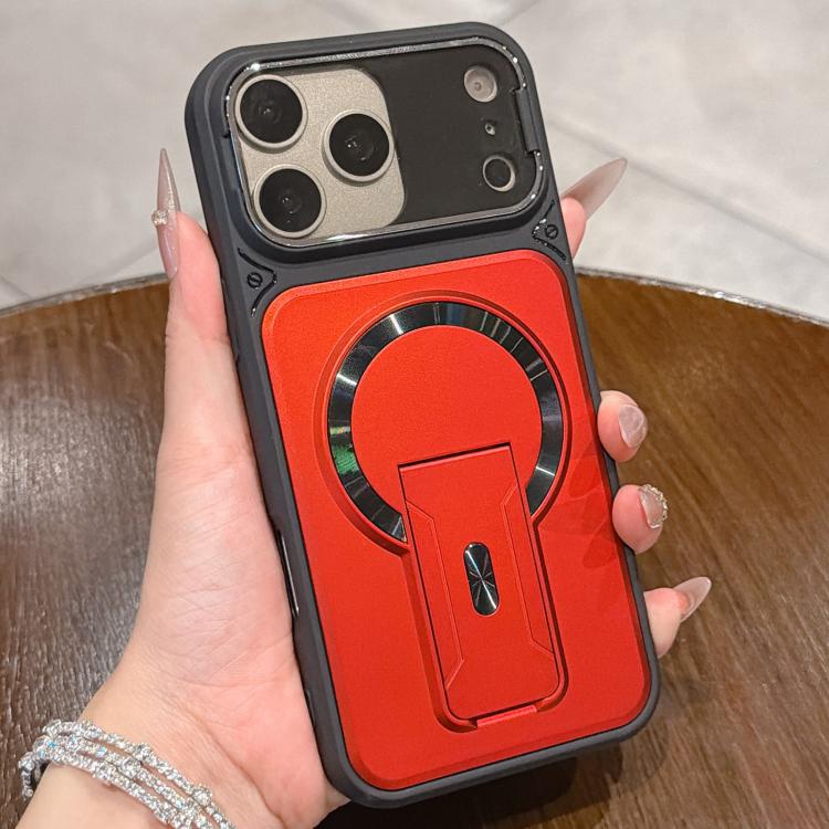 Shockproof Lens Cover Magnetic Phone Case for iPhone 18, Hidden Kickstand TPU Acrylic Protective Cover