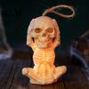 Glowing Skull Decor Halloween Skeleton Decoration with LED Light, Spooky Lighted Plastic Hollow Ornament Rope for Haunted House Home Party Table