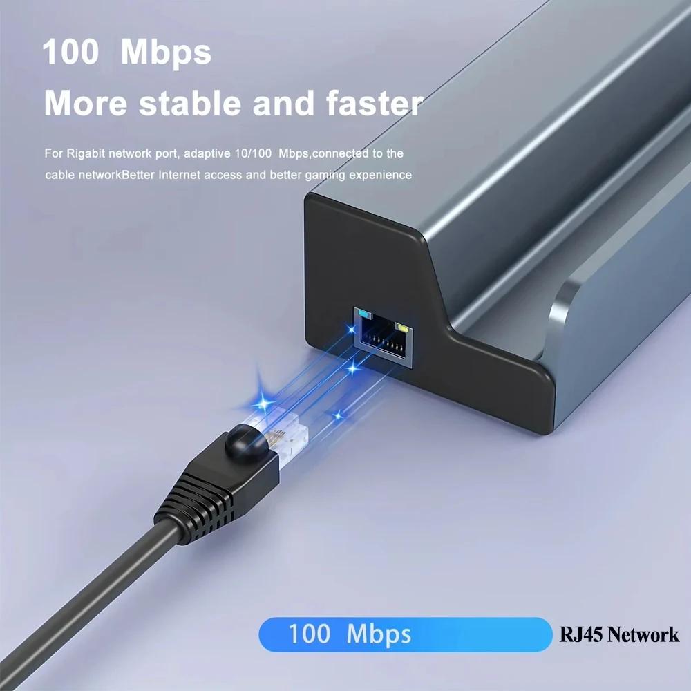 6-в-1 Док-станция для Steam Deck/Rog Ally Стенд-хаб USB 3.0 HDTV 4K@60Hz Gigabit Ethernet PD 100W