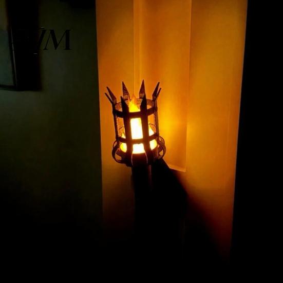 Indoor Decorative Wall Lighting Fixture Medieval Torch Sconce, LED Gothic Castle Decor Lamp, Artistic Sconce for Script Killing Realistic
