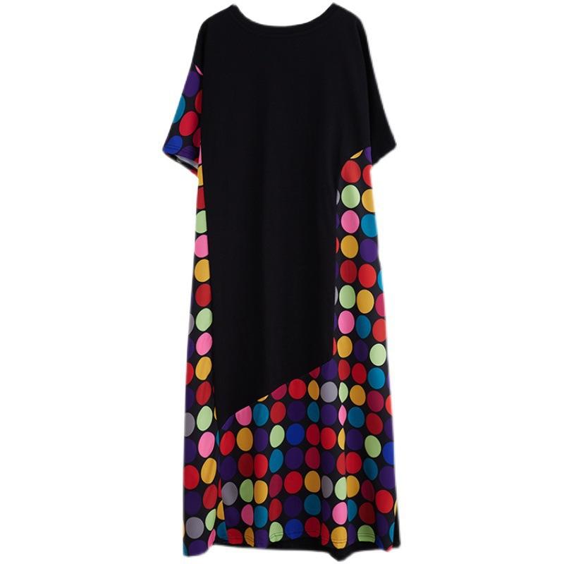 Новое летнее женское длинное платье больших размеров из хлопка в горошек, цветное пэчворк, элегантное модное макси-платье А-силуэта