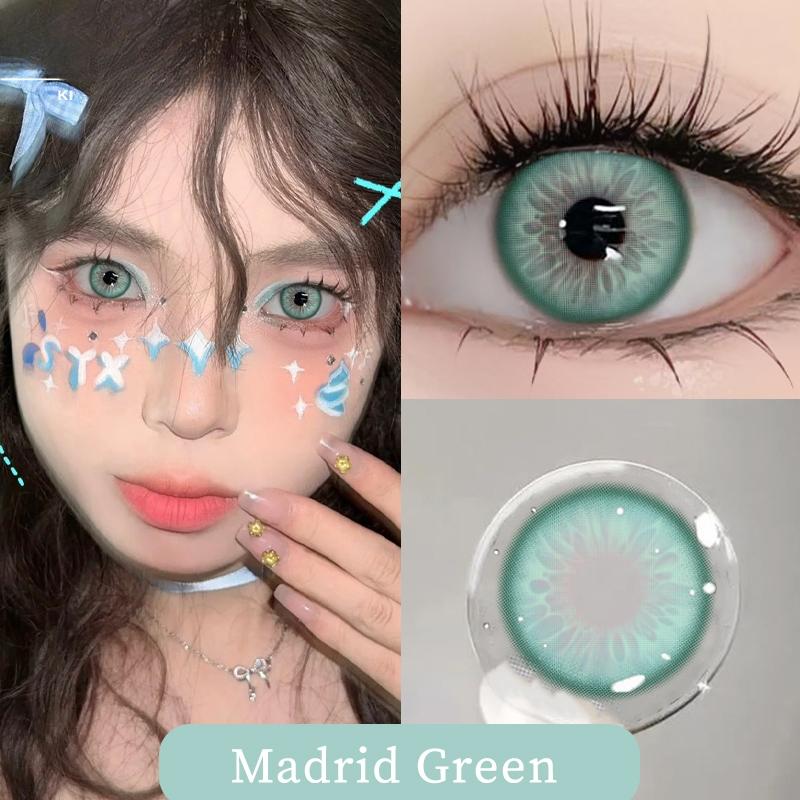 MillCreek Color Contact Lens 2pcs Yearly Madrid Series Blue/Green/Purple Dia:14.5MM Myopia Prescription Contact Lenses Soft Lens