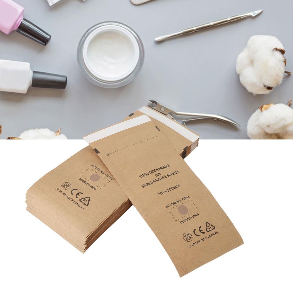 100PCS Disposable Self Sealing Pouch Kraft Paper Cleansing Bag Sterilization Pouches Nail Shops