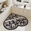 Creative Beige Heart Pattern Kitchen Floor Mat Cream Style Irregular Decoration Home Carpet Easy To Clean Easy Care PVC Foot Mat