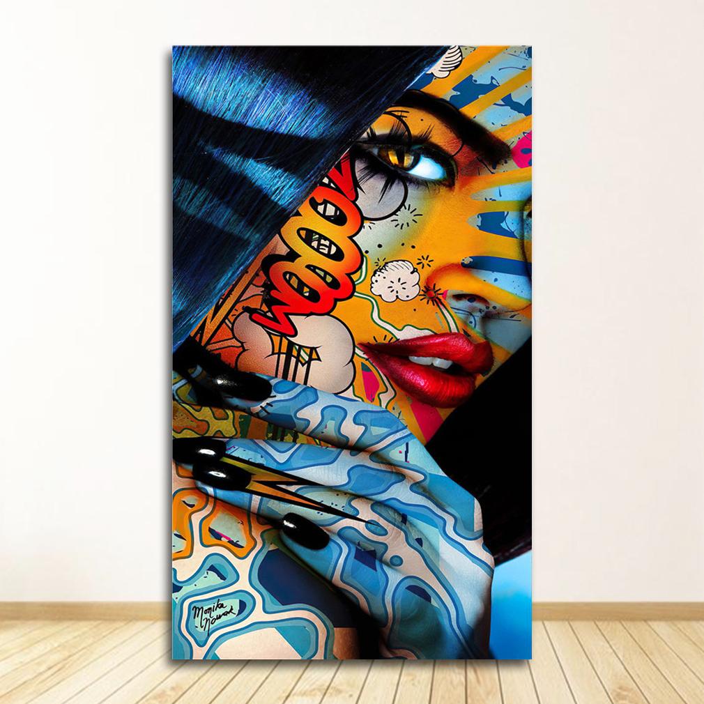Граффити женский портрет картина маслом плакат и принты Настенный декор для гостиной холст картина настенная живопись домашние постеры