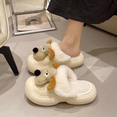 Милые женские тапочки с собачками, корейские съемные хлопковые тапочки для пар, теплые домашние хлопковые тапочки