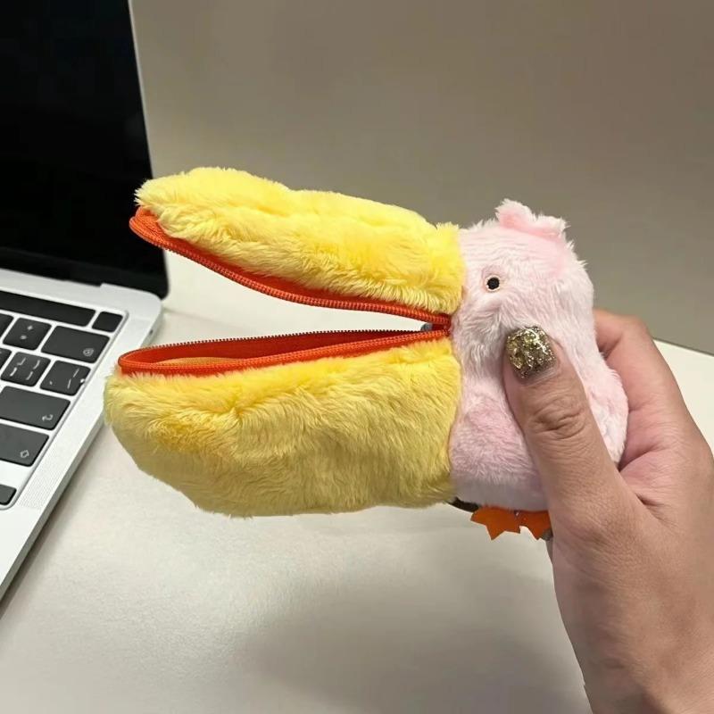 Pelican Cute Pencil Cases Plush Makeup Bag Pen Bag Stationery Storage Bag Zero Wallet Cartoon Pencil Pouch Supplies